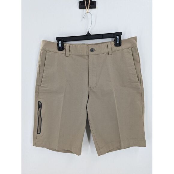 North Face Men's Flat Front Khaki Cargo Zip Pocket Hiking Shorts, Size 34, GREAT - Picture 1 of 11